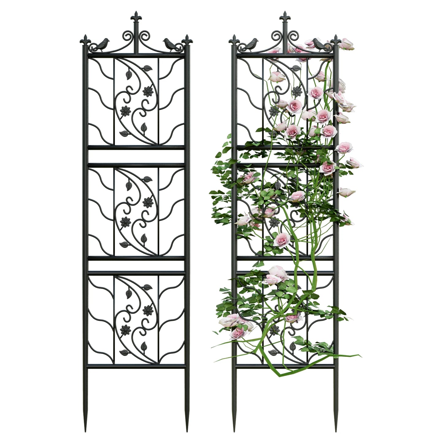 71 Inch Garden Trellis Decorative Outdoor Metal Fence Panel