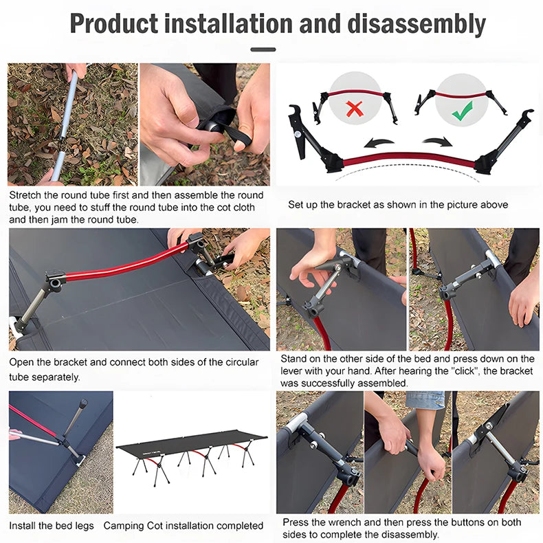 Camping Cot with Leg Extenders Ultralight Aluminum Alloy