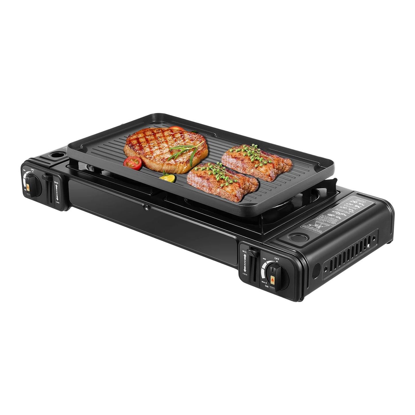 Butane Camping Stove W/ 2 Burners Barbecue Ignition Grill