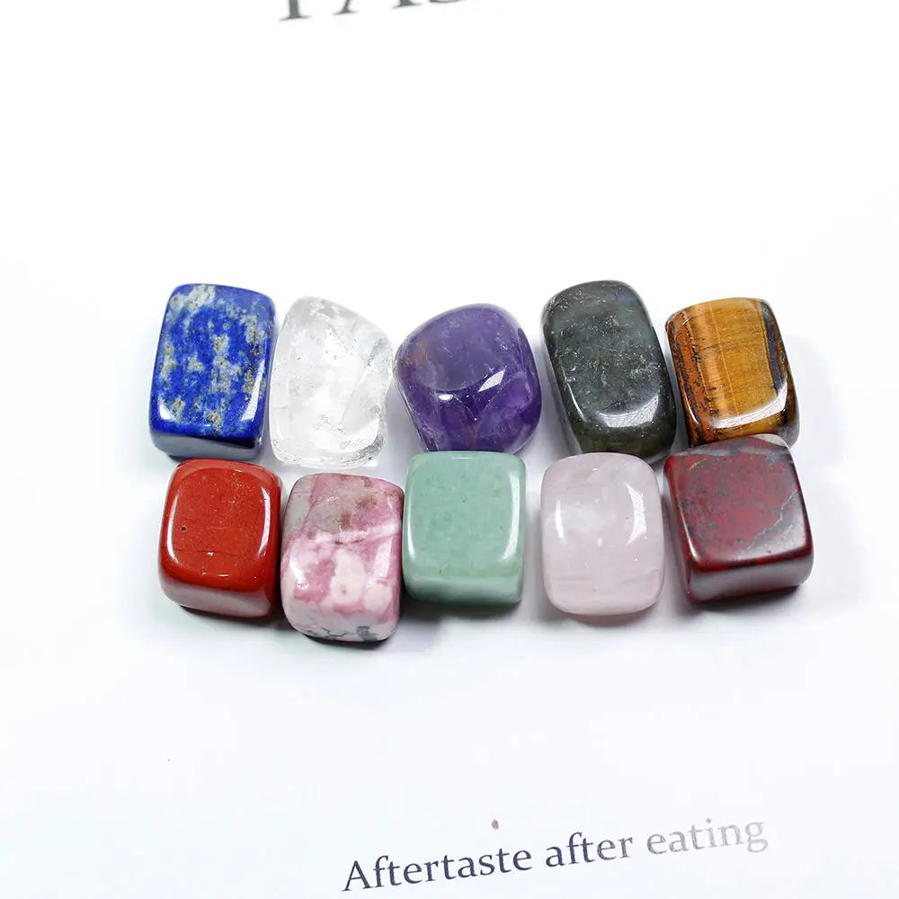 10Pcs Natural Chakra Healing Crystal Polished Tumbled Stone Set