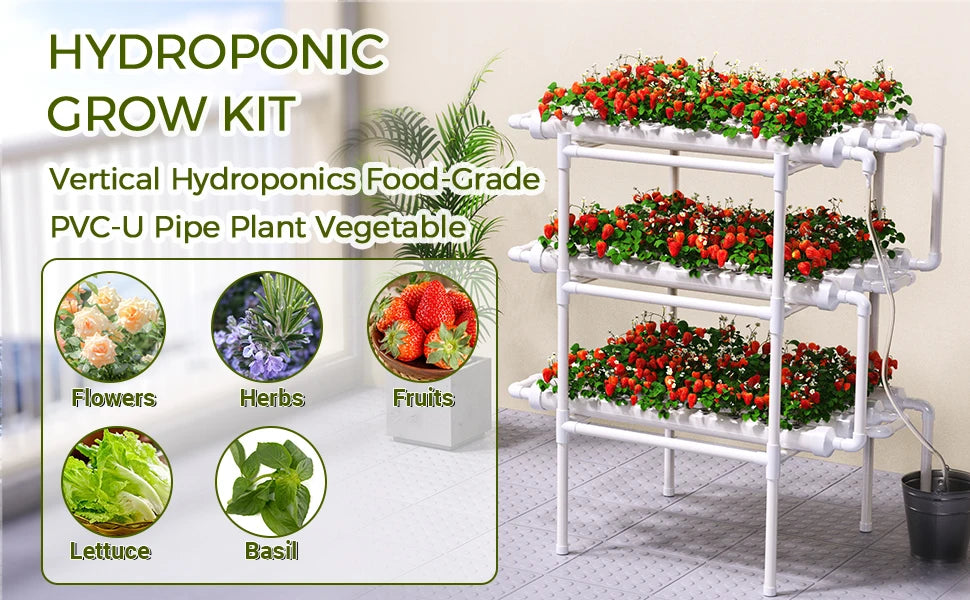 Hydroponics Growing System Kit BHTNYOO 3 Layers 108 Sites