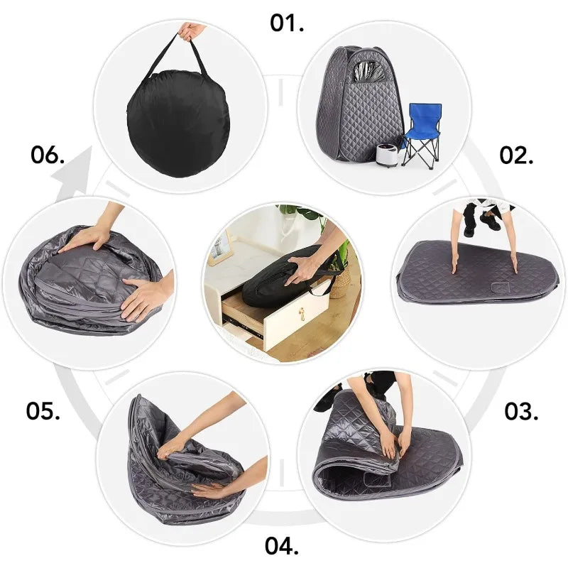 Single Person Sauna,-- Sauna Tent, Steamer 2.6L 1000W Steam Generator, 90 Minute Timer