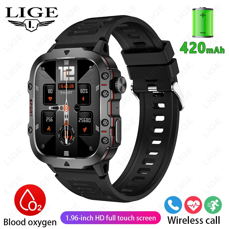 2024 New Smart Watch Men IP68 5ATM Outdoor Sports Fitness Tracker Health Monitor 1.96" BT Call Smartwatch