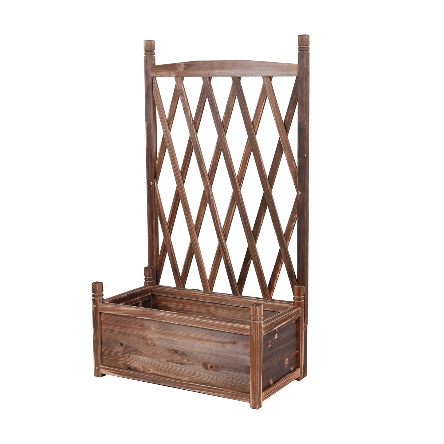 Wooden Raised Plant Vegetable Bed Garden Elevated Planter Box with Trellis for Growing Fresh Herbs Flowers