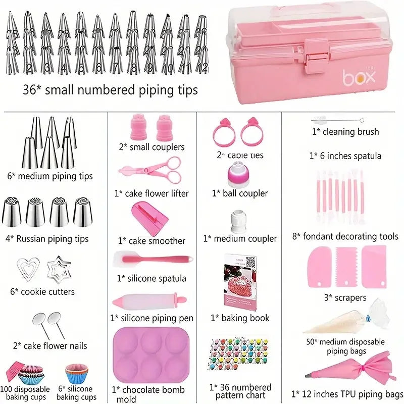 337Pcs Cake Decorating Tools Piping Bags and  Rotating Cake Turntable Stand Set Spatula Set DIY Fondant Pastry Baking Tool