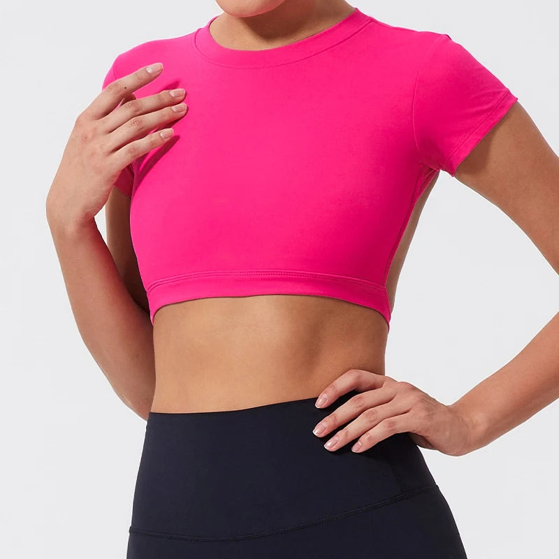 Ctenkevet Sports Short Top Women Fitness Yoga Wear Gym T-Shirt