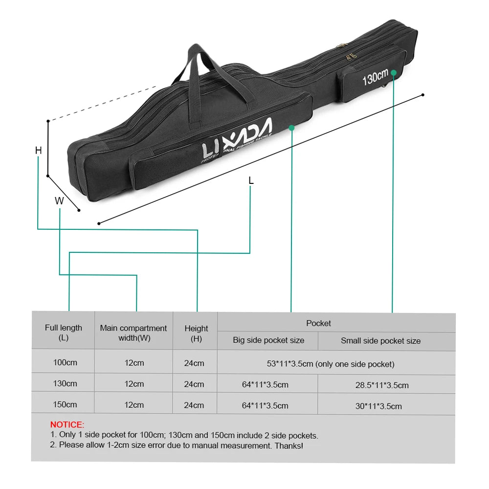 Lixada 210/190/170cm Fishing Bag Oxford Cloth Tackle Case