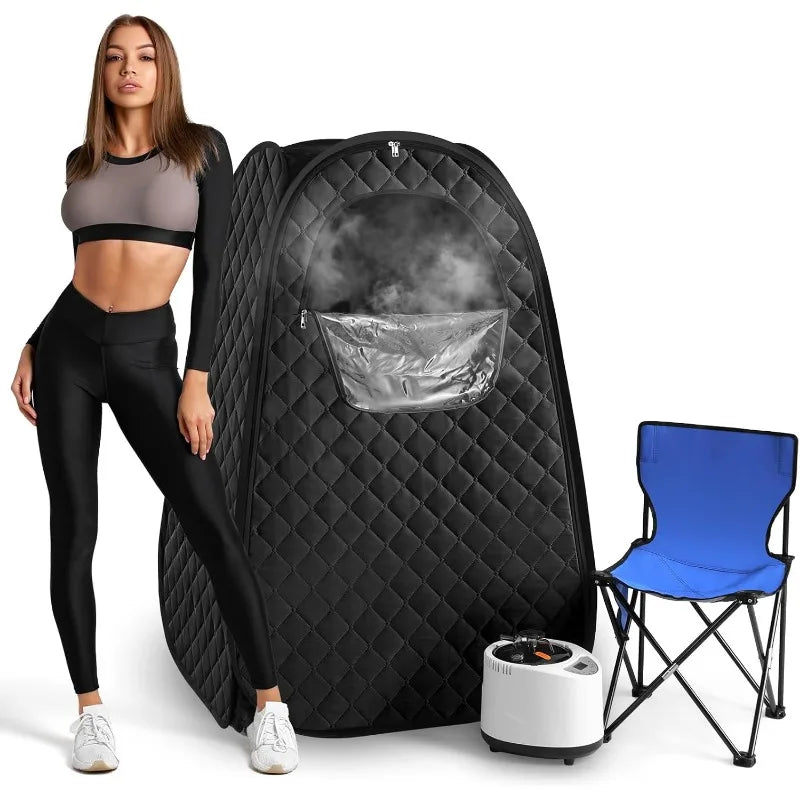 Single Person Sauna,-- Sauna Tent, Steamer 2.6L 1000W Steam Generator, 90 Minute Timer