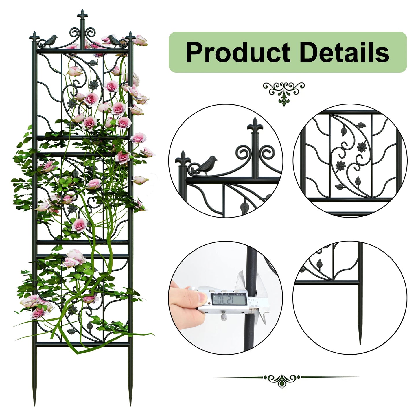 71 Inch Garden Trellis Decorative Outdoor Metal Fence Panel