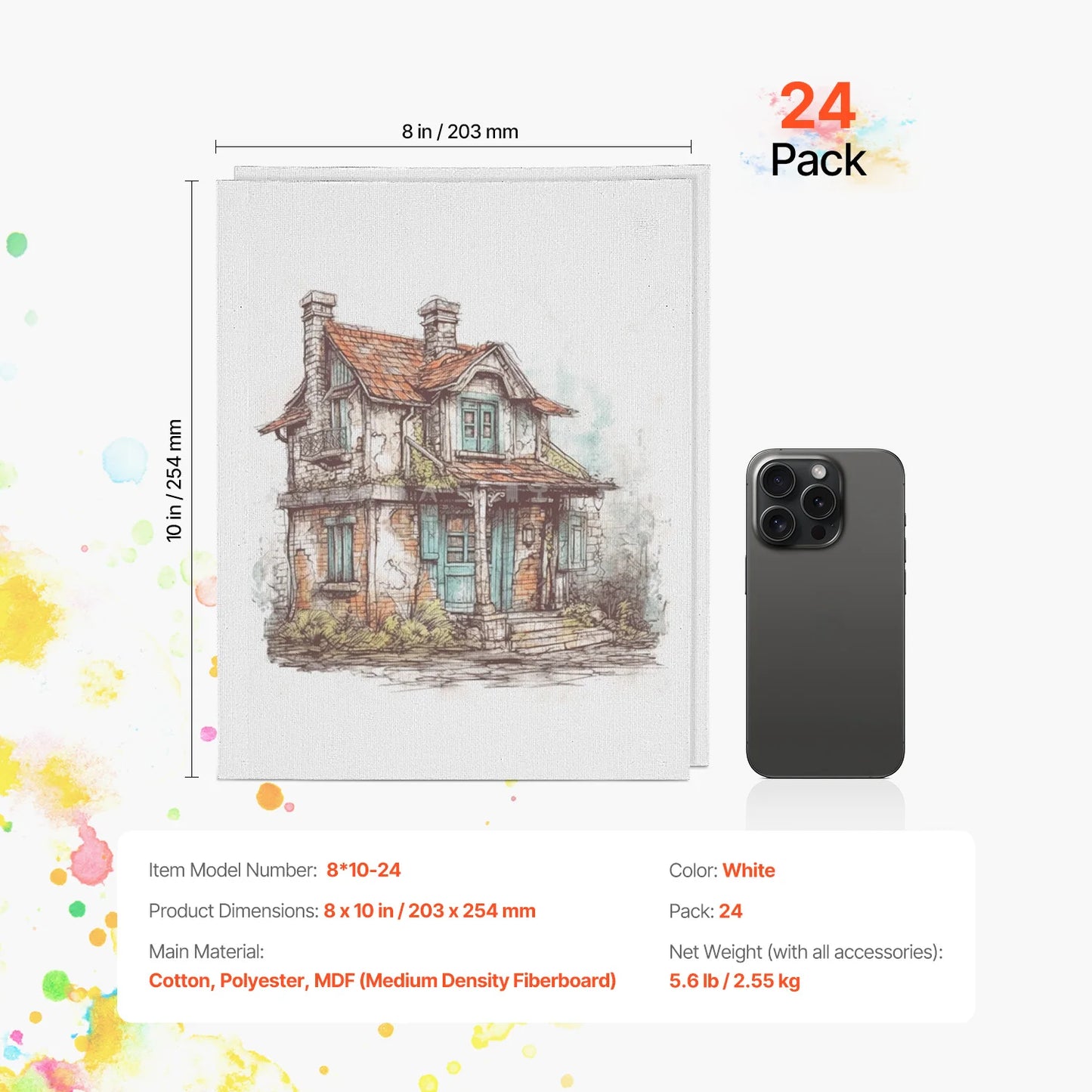White Canvases Painting Canvas Panels for  Sketching Acrylic Oil Painting Watercolor Paint Canvas