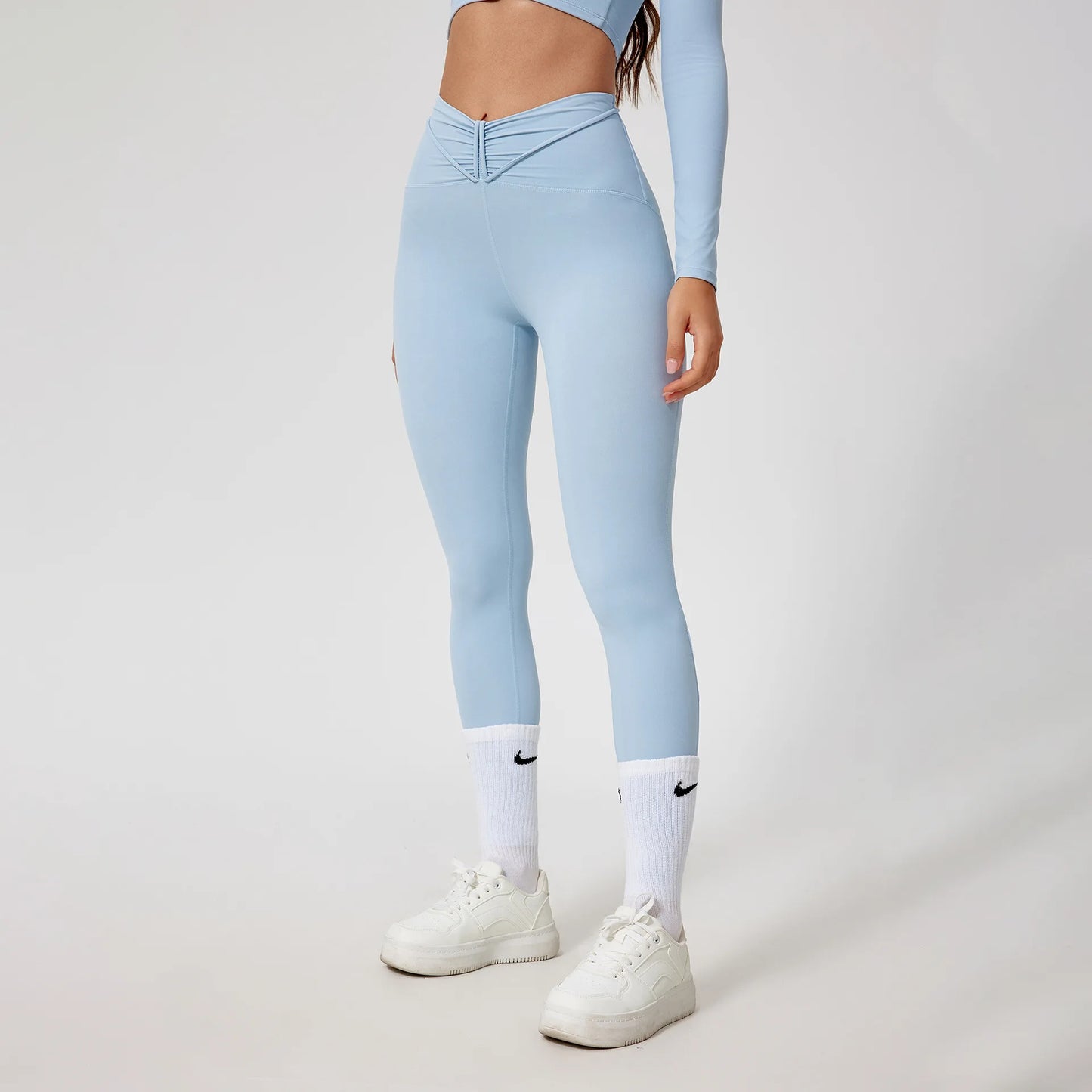 1/2Pcs Pad Crop Top Long Sleeve Gym Women Workout Set