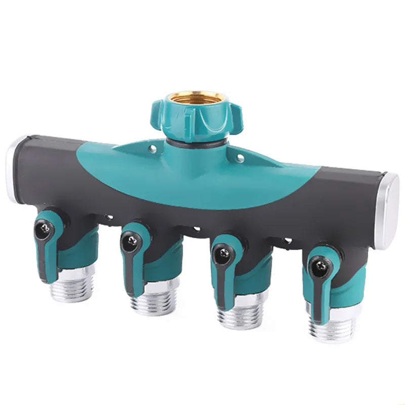 1Pcs Zinc Alloy 4-Way Water Pipe Joint Garden Hose 3/4'' rs