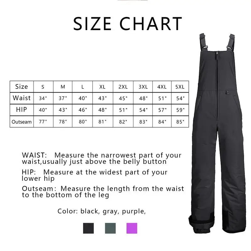 Insulated Ski Pants Overalls Ripstop  For Men & Women S-4XL