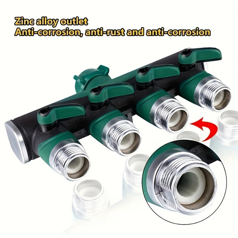 1Pcs Zinc Alloy 4-Way Water Pipe Joint Garden Hose 3/4'' rs