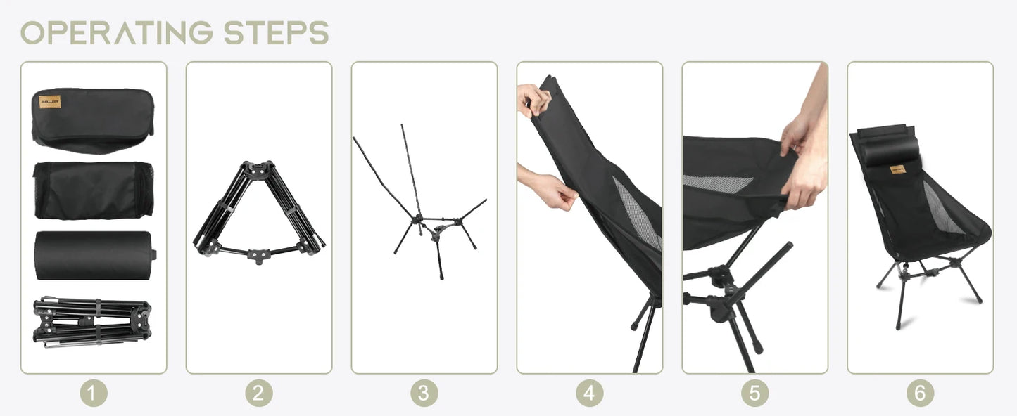 Folding Camping Chair with Headrest and Storage bag