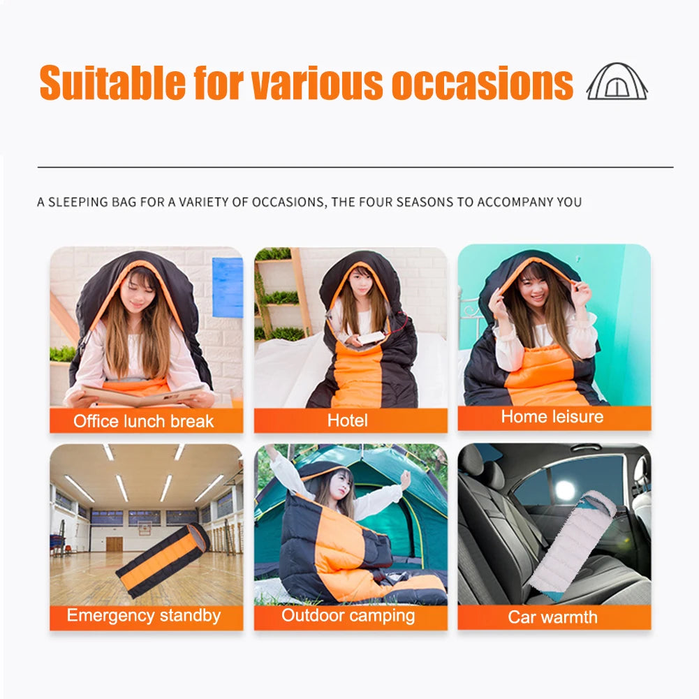 Winter Electric Heated Camping Sleeping Bag 3-Level Warm Pad