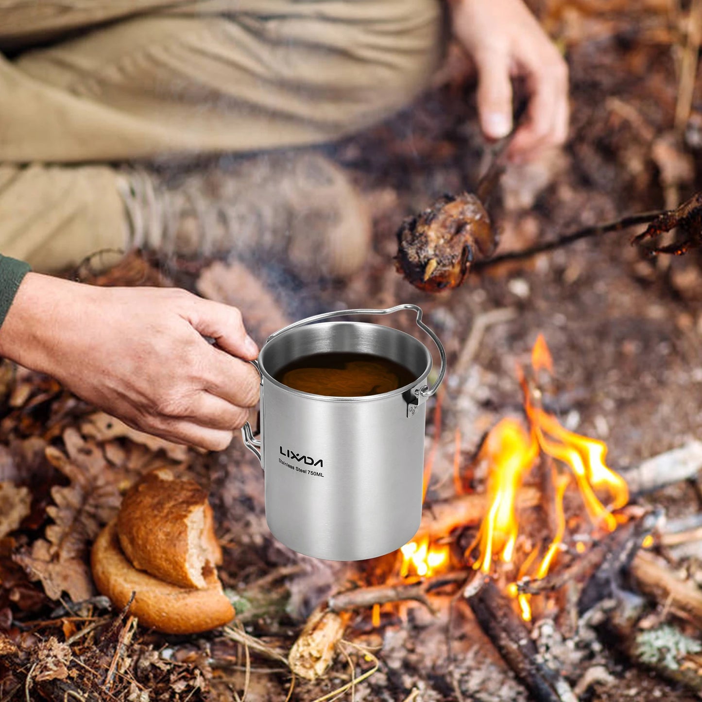 Lixada 750ml Outdoor Stainless Steel Water Cup Mug with Lid