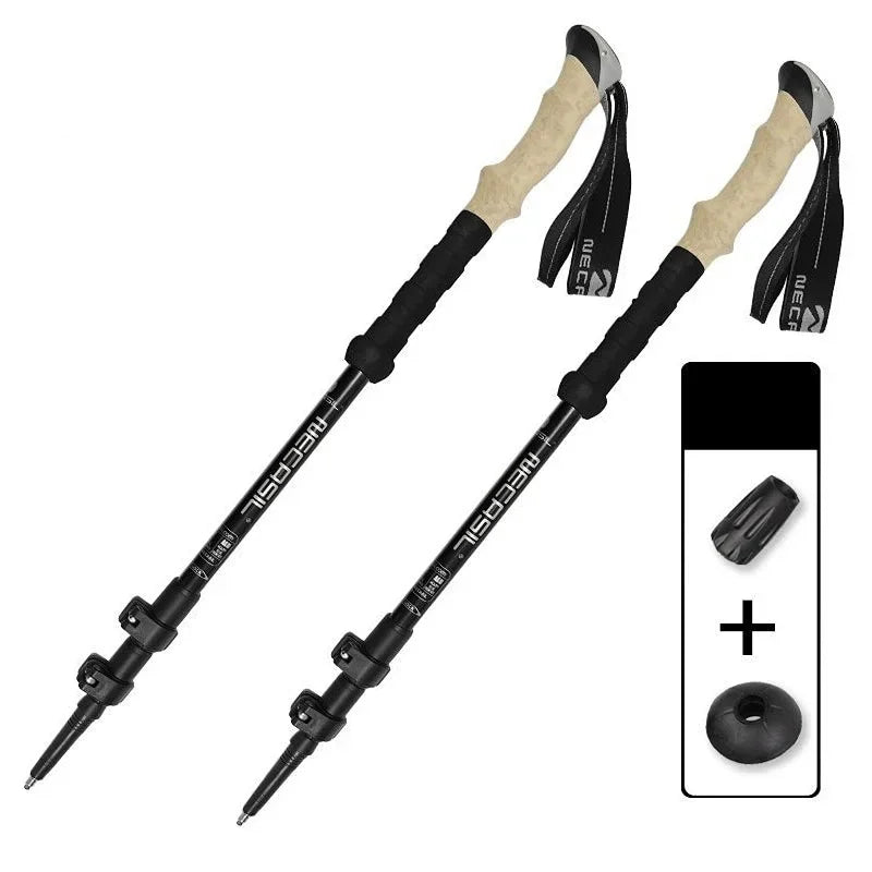 2PCS Trekking Telescopic Ultralight  Hiking Cane