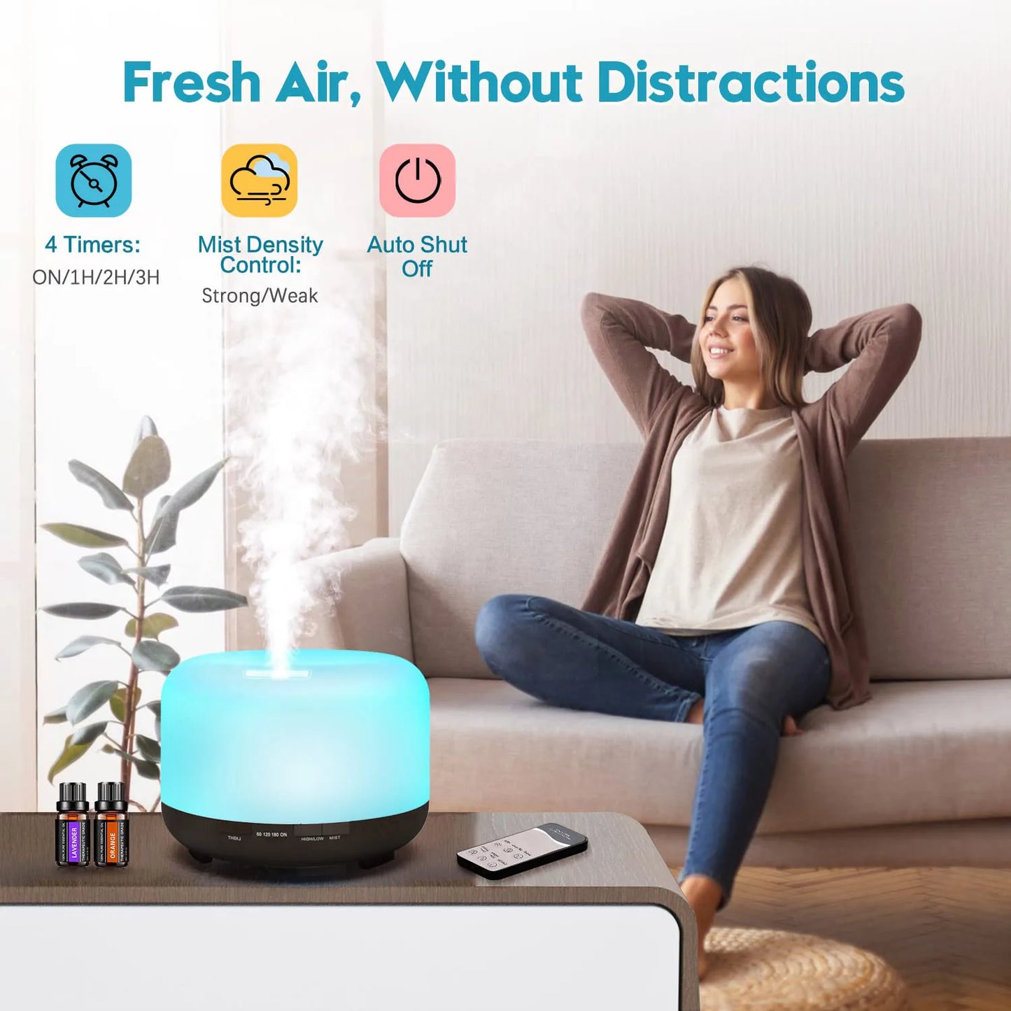500ML Aromatherapy Oil Diffuser Essential Oil Aroma Diffuser Humidifier for Home Office