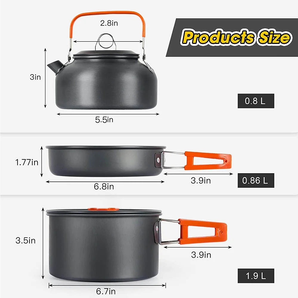Camping Cooking set Teapot For 2-3 People Non-stick pots assorted sets