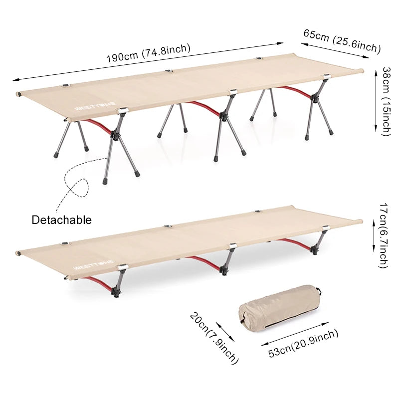 Camping Cot with Leg Extenders Ultralight Aluminum Alloy