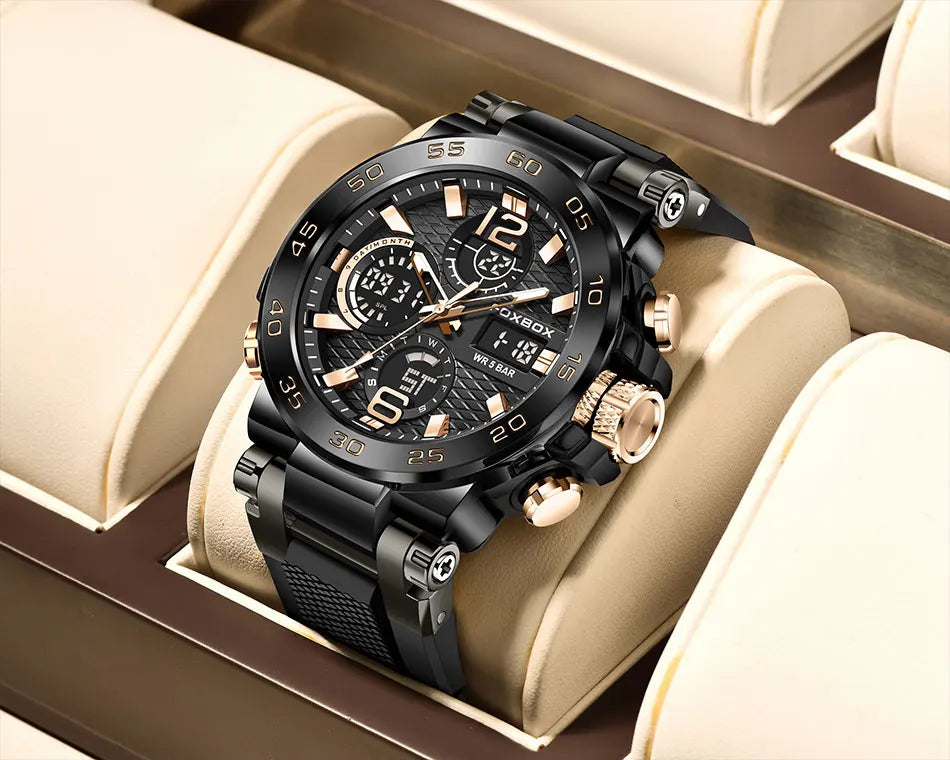 LIGE Fashion Military Watch For Men FOXBOX Luxury Quartz