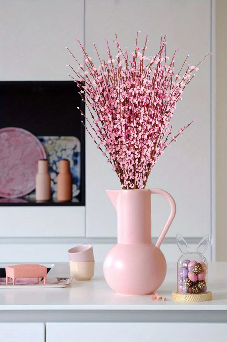 15Pcs Flowers Faux Jasmine Flowers 29.5Inch Pussy Willow Branches