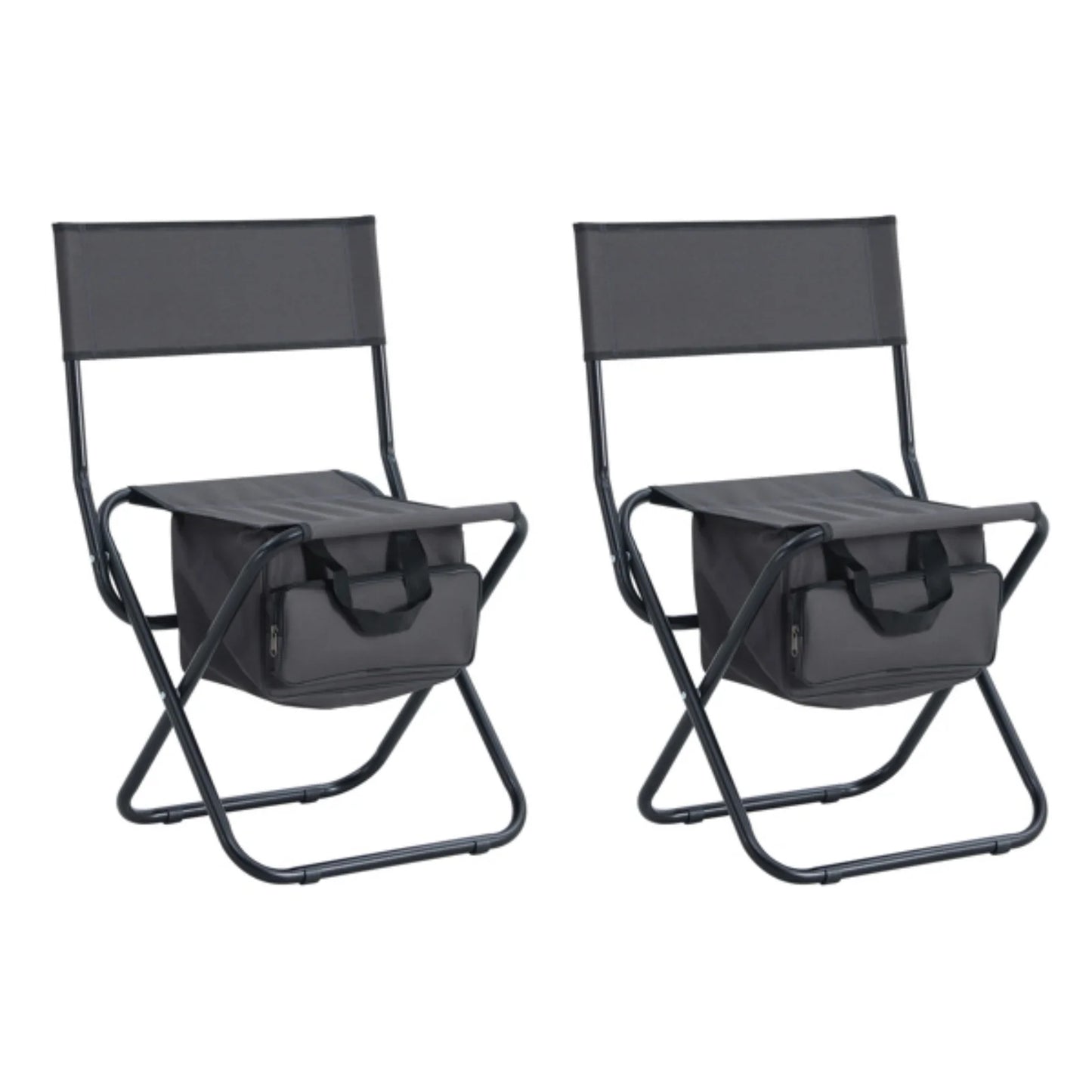 Set of 3 Folding Outdoor Table and Chairs Set Black/Gr