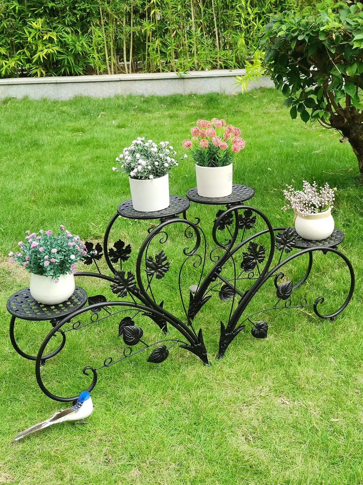 2PCS  Metal Plant Stand  for Garden Balcony Office
