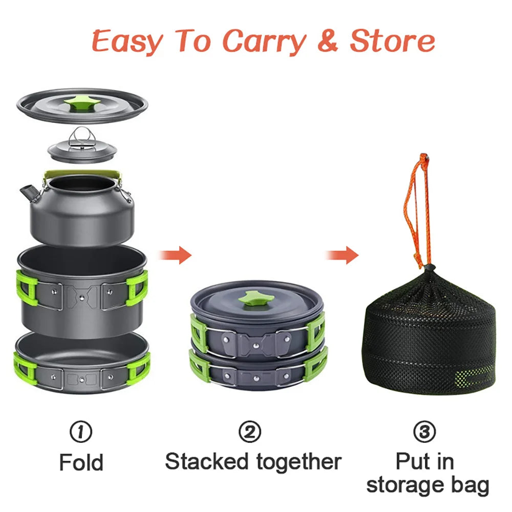 Camping Cooking set Teapot For 2-3 People Non-stick pots assorted sets