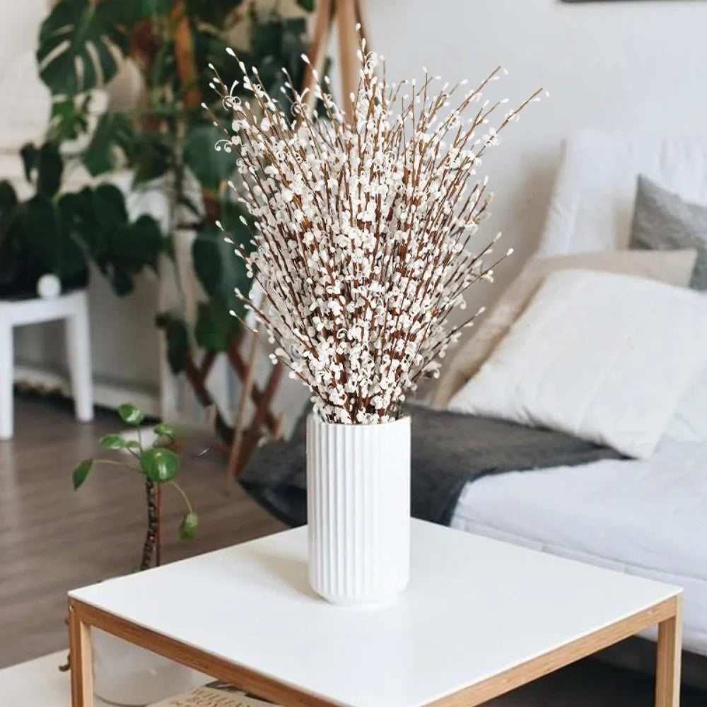 15Pcs Flowers Faux Jasmine Flowers 29.5Inch Pussy Willow Branches