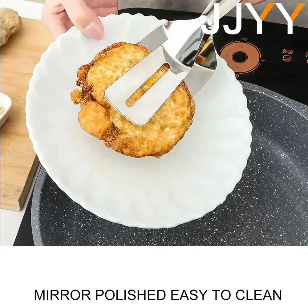 JJYY Stainless Steel Multifunctional Spatula Clip Tongs