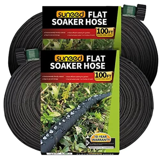 Flat Soaker Hose Garden 100ft 2Pack Cloth Efficient Watering Drip Hoses
