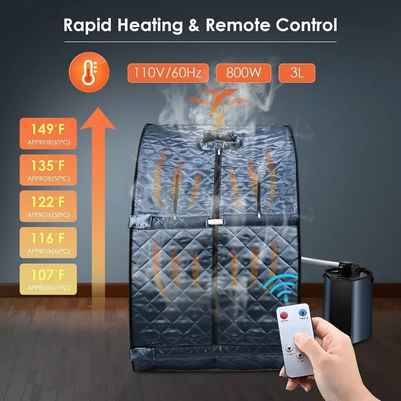Portable Steam Sauna, 3L & 800W Steam Generator with Protection