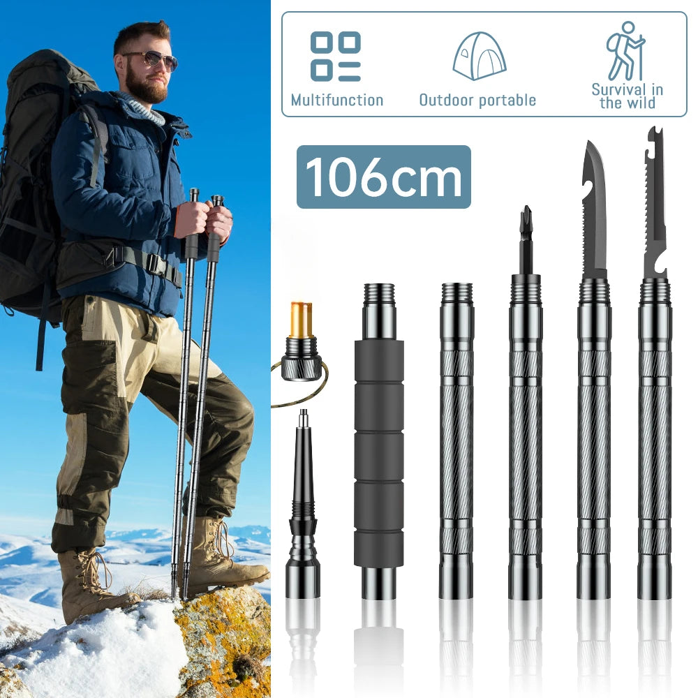 Multifunction Trekking Poles Mountaineering Collapsible Sticks