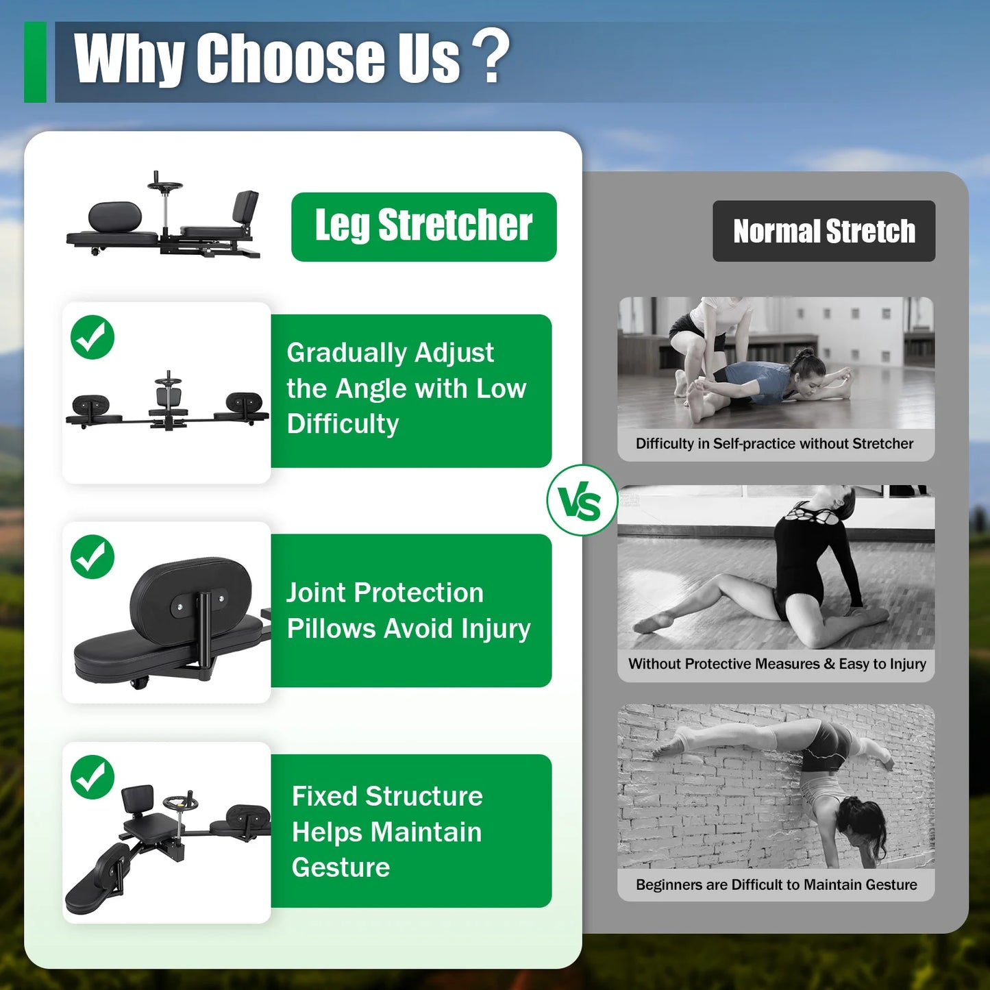 Leg Stretcher Fitness Training Equipment for Ballet Yoga Home Gym