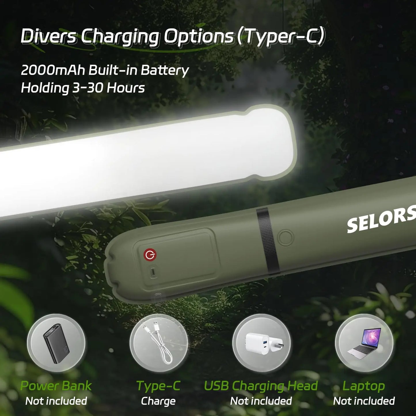 SELORSS Rechargeable Portable Camping Strong Light Waterproof