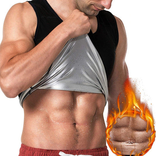 Pop Closets Sauna Shirt for Men Short Sleeve Compression T Shirt Weight Loss Body Shaper for Workout Sports
