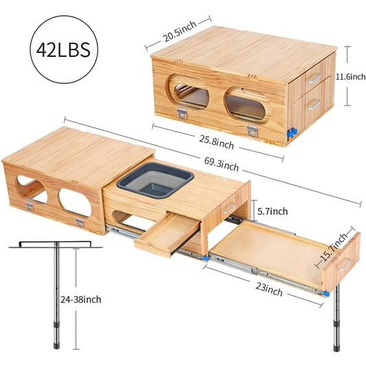 All-in-One Camp Kitchen Box 30 Second Set Up, Camping Table