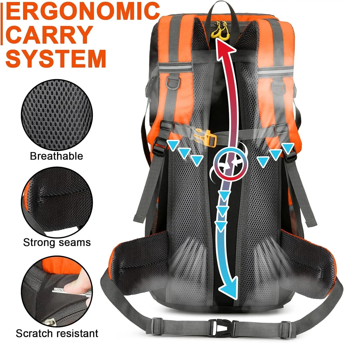 Unisex 50L Waterproof Hiking Backpack