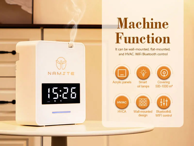 Namste WIFI Bluetooth Diffuser Aromatherapy 300ML Capacity Air Purifier Essential Oil Freshener for Home and Large Spaces 1000m³ HVAC 8W Power