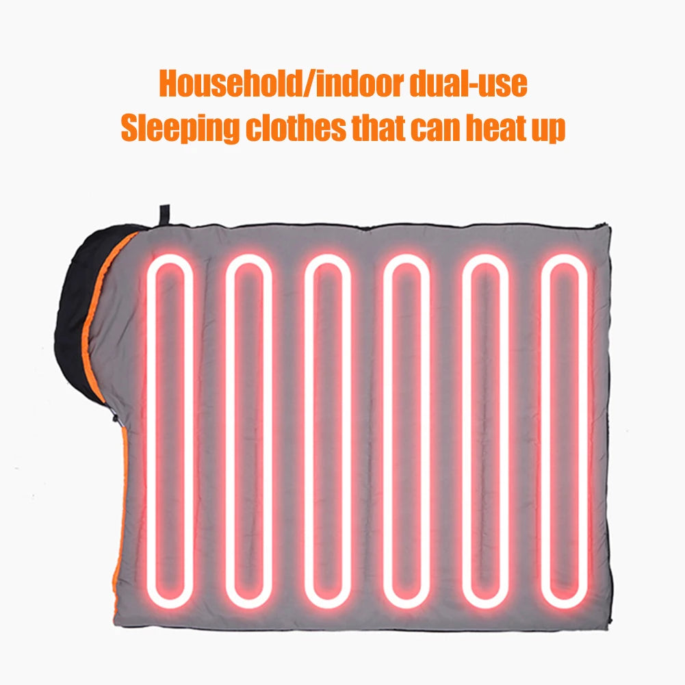 Winter Electric Heated Camping Sleeping Bag 3-Level Warm Pad