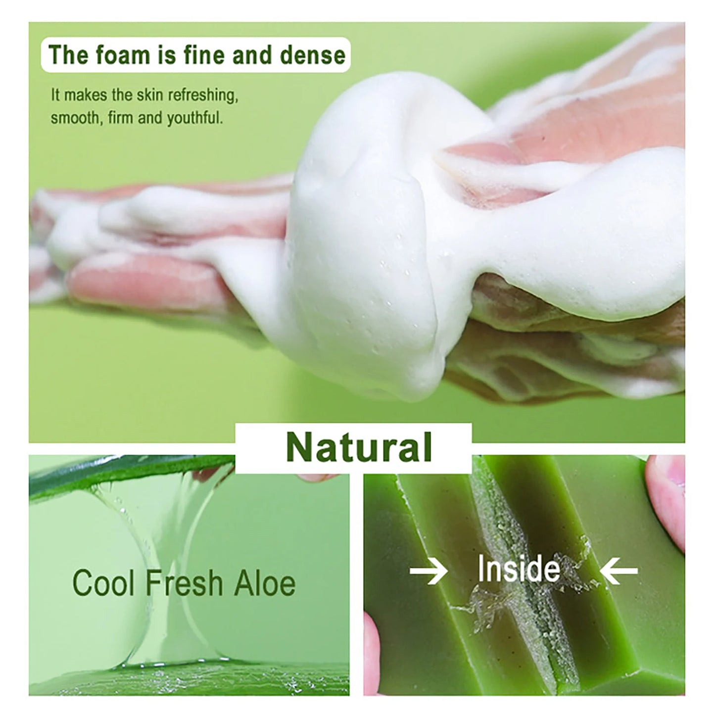 Cool Fresh Aloe Soap Bar, Reduce Acne and Black Spots, Clean Skin, Oil Control, Exfoliation, For Face And Body Use