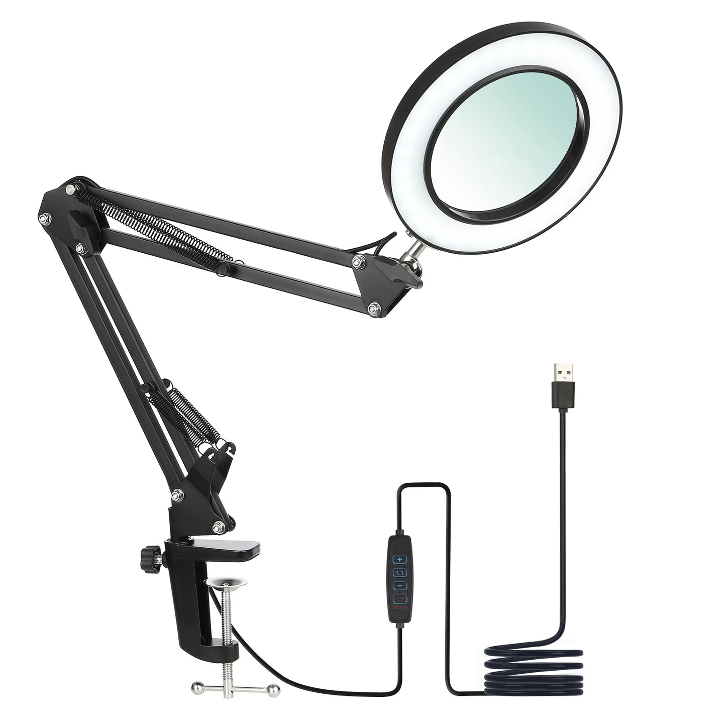 Clamp-on Table Lamp with 8x Magnifier