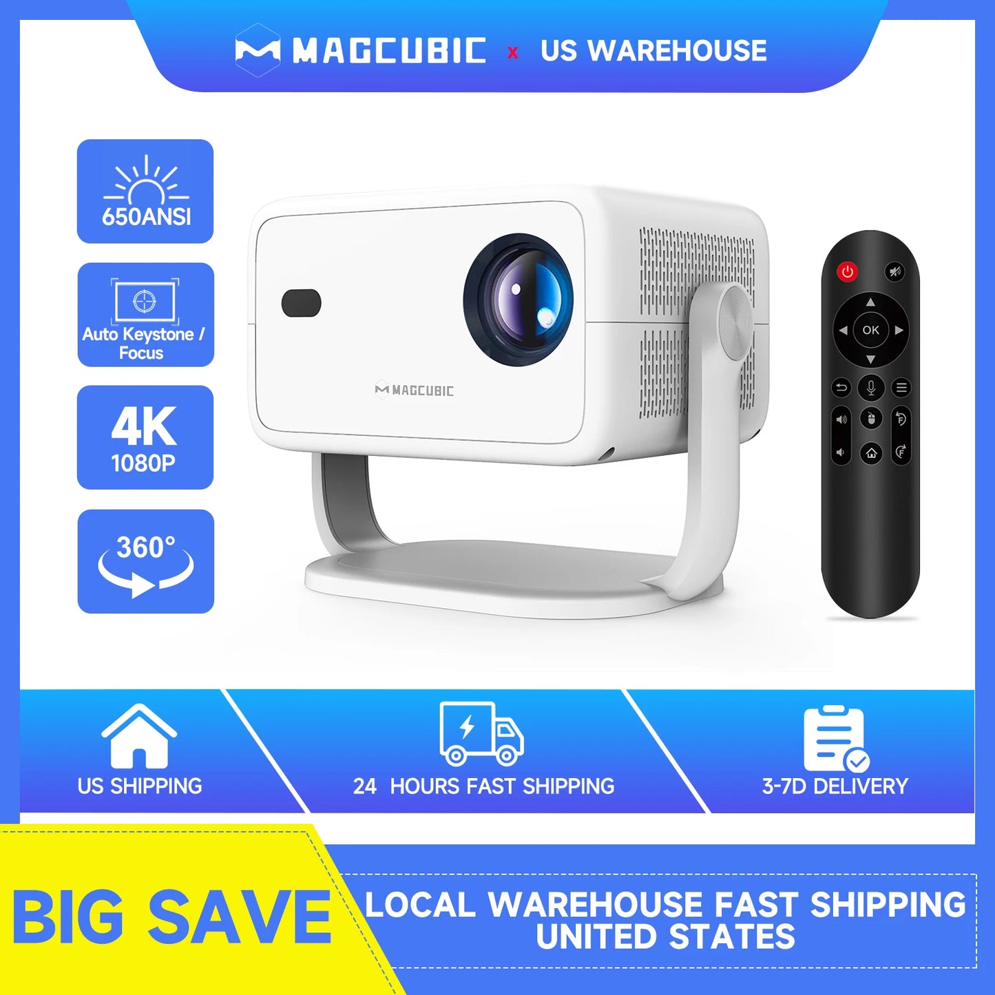 Magcubic 650ANSI L018 Projector 4K Native 1080P Auto Focus