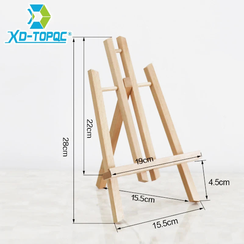 1pc Wooden Trapezoidal Small Easel, Foldable Display Bracket On The Desktop, Painting Party Easel, Used For Painting Art Display