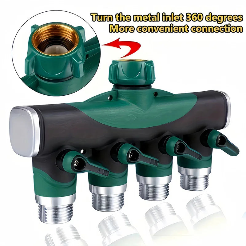 1Pcs Zinc Alloy 4-Way Water Pipe Joint Garden Hose 3/4'' rs