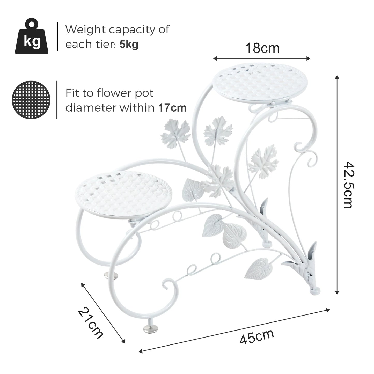 2PCS  Metal Plant Stand  for Garden Balcony Office