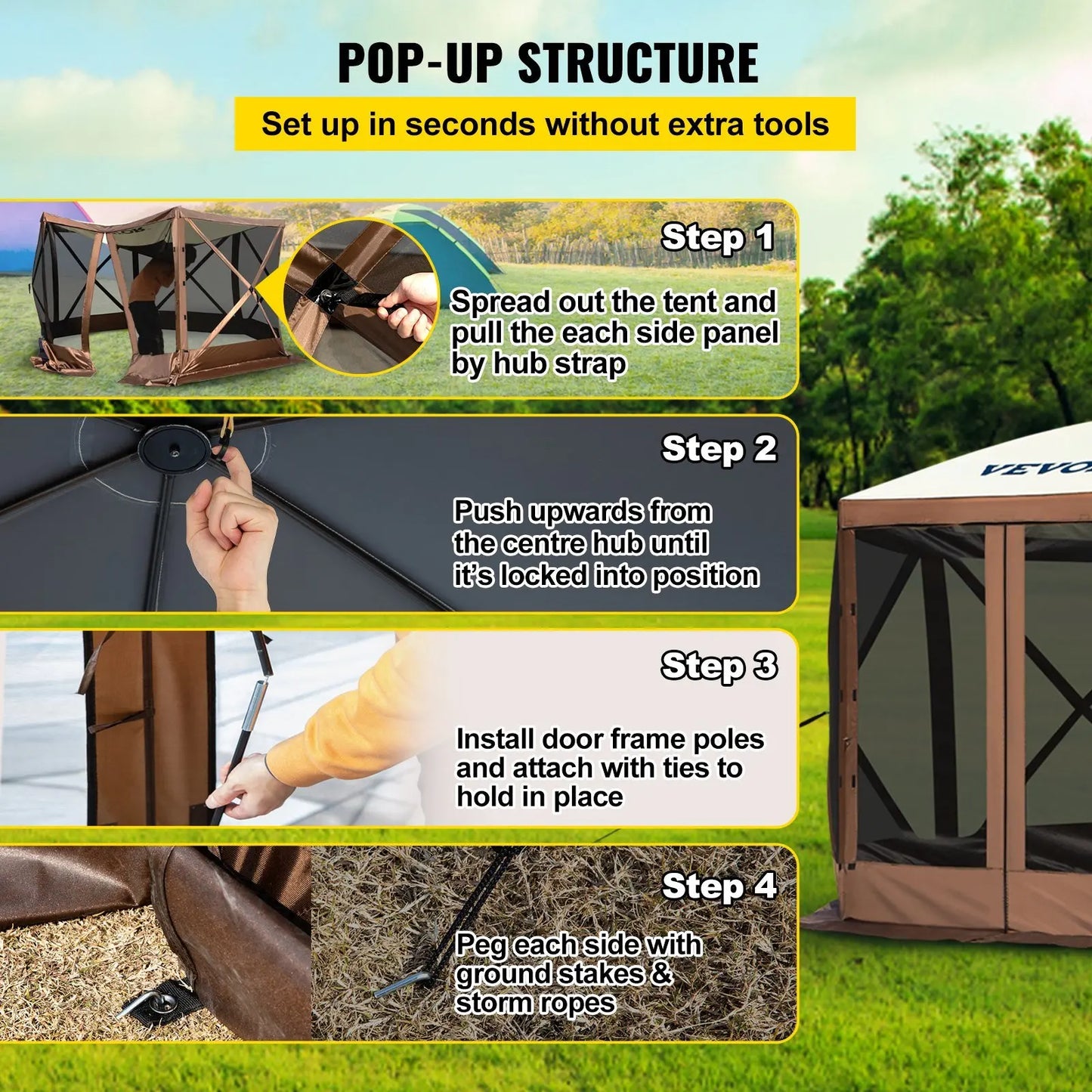 Waterproof Screen Shelter 8 Person Camping 10'x10' Gazebo Tent