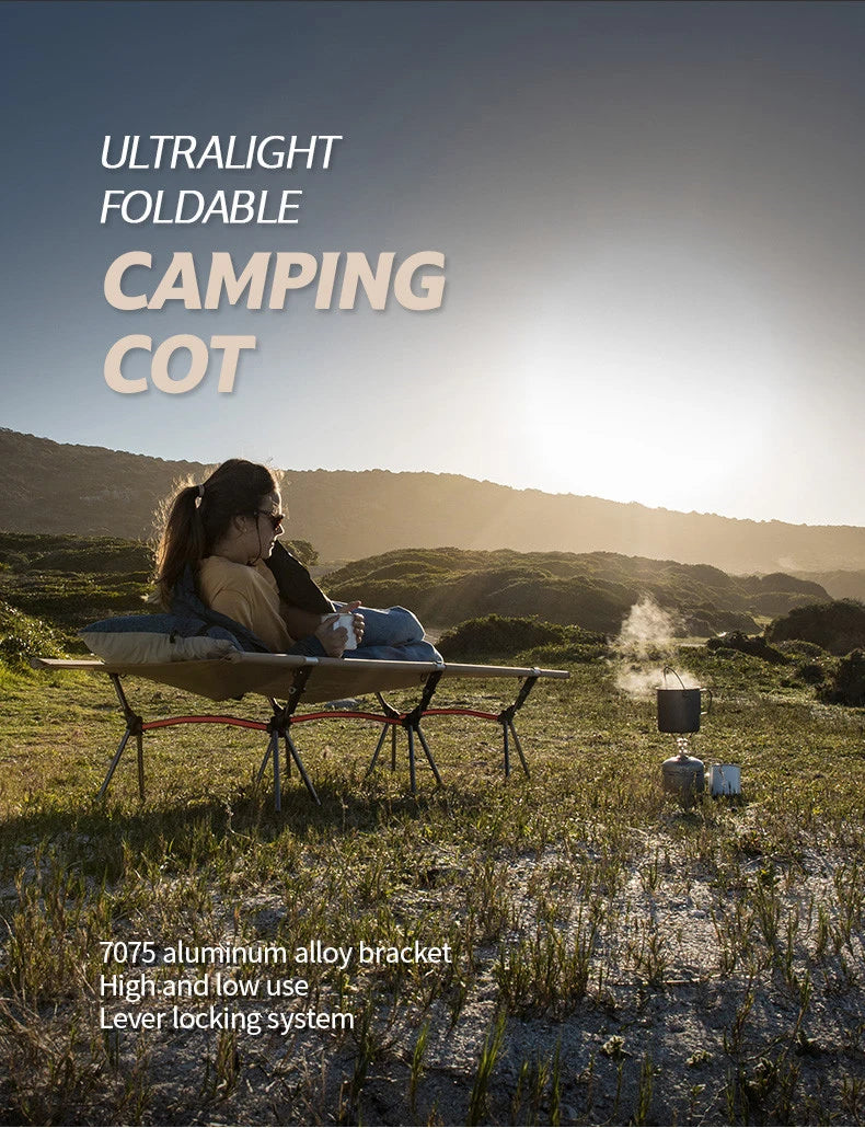 Camping Cot with Leg Extenders Bed Ultralight Aluminum Alloy Sleeping Cot
